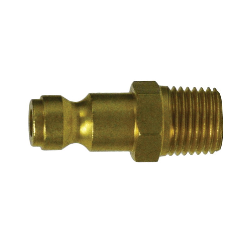 Midland Industries 28510B Automotive/Parker Interchange Quick-Disconnect Plug, 1/4 in Nominal, MNPT, 300 psi Pressure, Brass, Import - Pneumatic Quick Connect Fittings